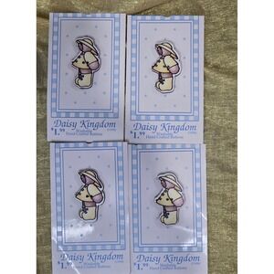 Vintage Daisy Kingdom Teddy Bear Buttons 1990 Lot of 4 Yellow Raincoat 564 L